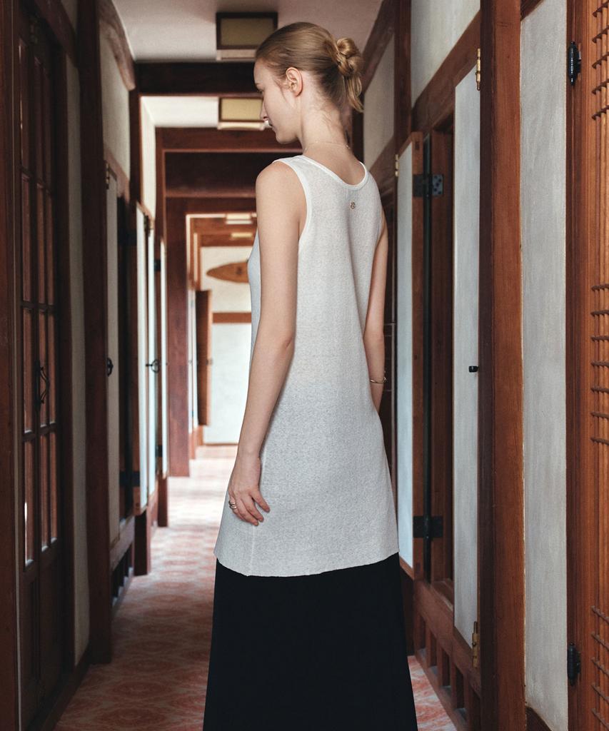 Siyajyu Sikn2190 See-Through Layered Knit Dress_White