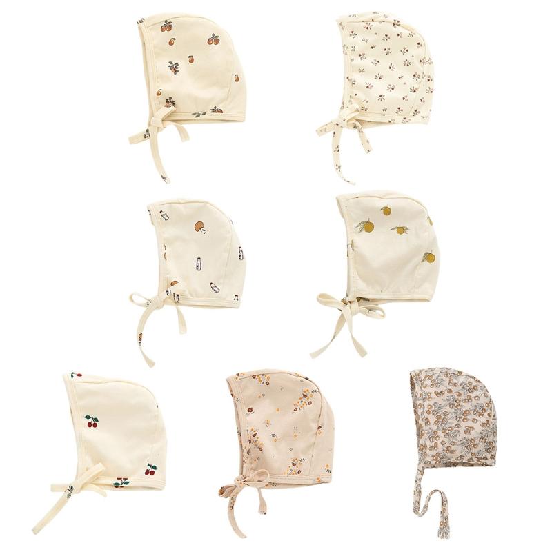 1 Stk. Baby Baumwolle Print Hut Neugeborenes Baby Floral Vintage Hut Säuglingsmütze Niedlicher Baby Kleiner Schlaufenhut Print für 0-24 Monate