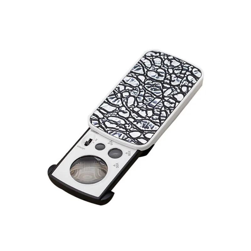 Slide-Out Jewelry Loupe Magnifiers 30X 60X 90X LED Lighted Magnifying Glass with UV Light For Jewelry Diamonds Coins Stamps
