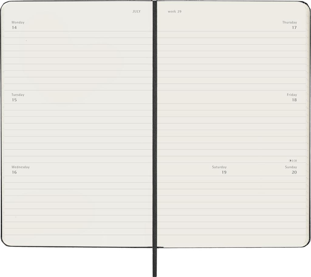 Moleskine 2025 Planner, July Start, 18-Month Weekly Horizontal Diary, Large Size (13cm X 21cm), Hardcover, Black, DHB18WH3Y26