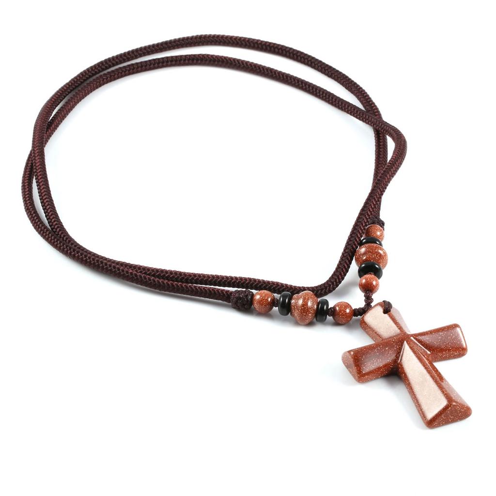 New Style Necklace 66 Cm with Cross Agate Pendant Charms for Elegant Women Wedding Clothes Jewelry
