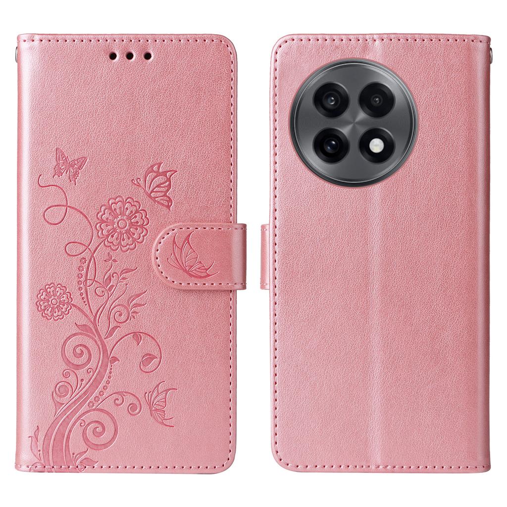 Leather Case For OnePlus 13R 5G/Ace 5 5G/Ace 5 Pro 5G Butterfly Floral Imprint Wallet Stand Cover