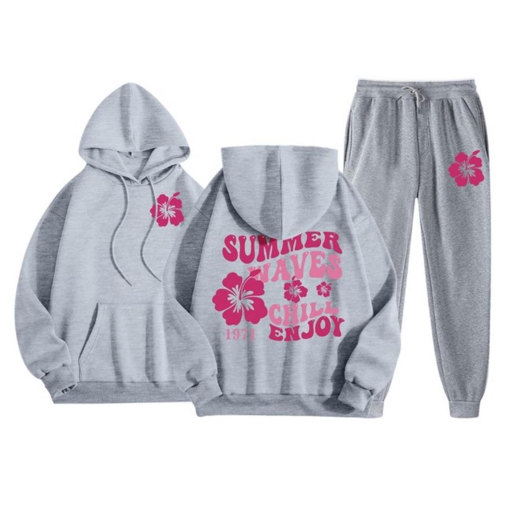 Autunno 2024 Set Felpe con Cappuccio da Donna Manica Lunga Felpe con Cappuccio+Pantaloni Sportivi Casual a Vita Alta con Coulisse Set 2 Pezzi Y2K