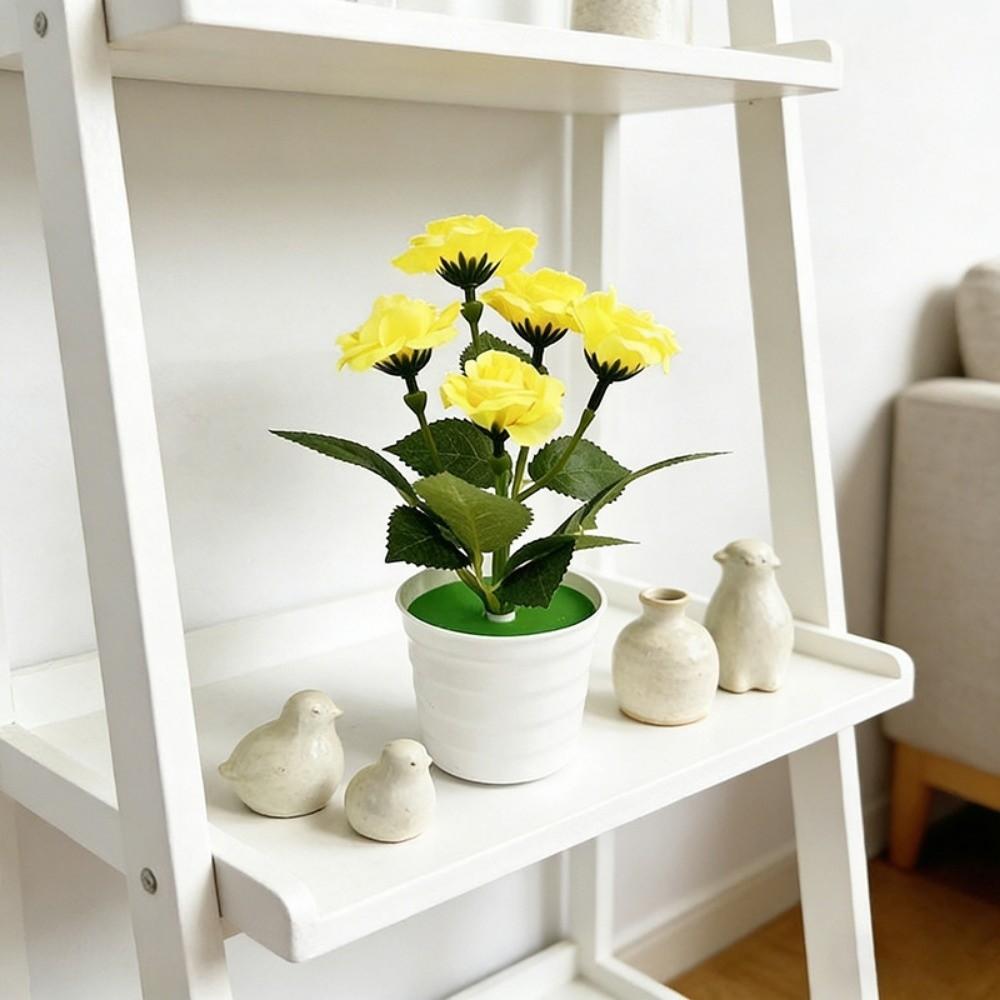 Simulated Artificial Rose Potted Flowers Multi-Bloom Bonsai Living Room Ornaments