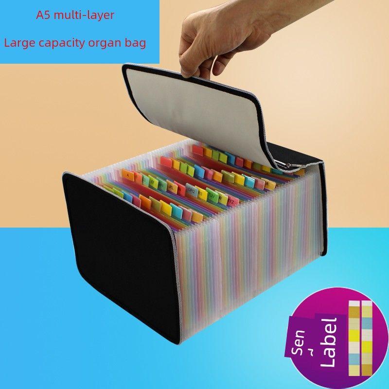 A5 Financial Storage Organizing Bag Multi-Layer Folder Small Size Invoice File Holder Bill Bag Desktop Office Storage Clip