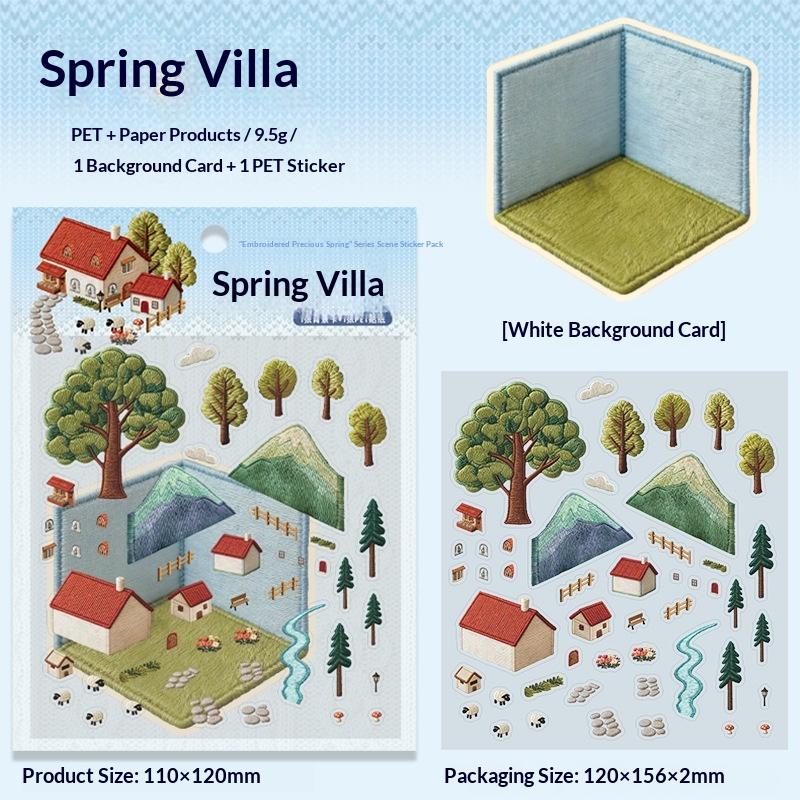 

1 Set Spring DIY Decals Creative 3D Scenes Cartoon Landscape Stickers For Gift Card Collage Junk Journal Scrapbook Decor