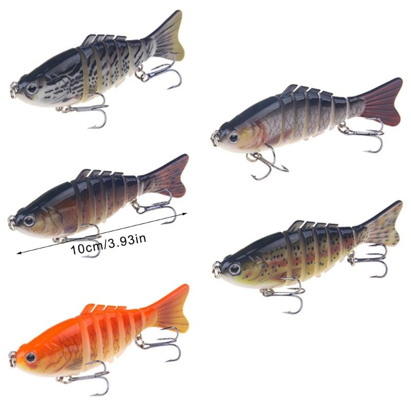 Swimming Lures Multi Jointed Swimbaits with Treble Hook 10cm Fishing Lure Artificial Hard Baits for Trout