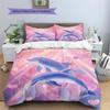 Kreslené Barevné Delfíní Vzor Povlečení Domácí Dekorace Narozeninový Dárek (1 * povlak na peřinu + 2 * povlak na polštář, bez jádra)