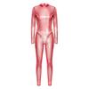 Dame Glinsende Metallisk Helkropps Unitard Langermet Høy Midje Leggings Stil Ryggglidelås Kattedrakt