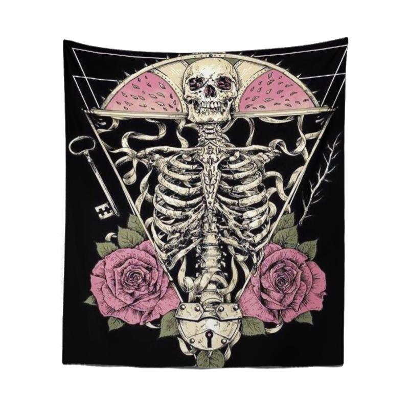 Bedroom Living Room Tapestry Horror Skull Tapestry Halloween Black and White Ghost Tapestry Tapestry Home Decor