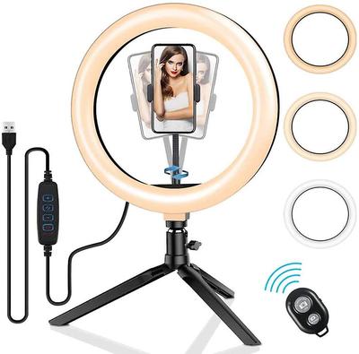 Anillo de luz LED, trípode, anillo de luz con trípode de control remoto Bluetooth, LED ajustable