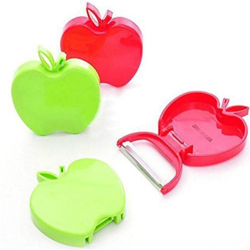 2pcs Apple Shape Stainless Steel Fruit Peeler Mini Foldable Vegetable Peeler Portable Kitchen Tool