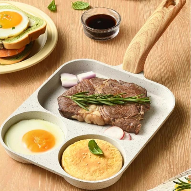 Universal 3-in-1 Non-stick Home Breakfast Pan Anti Scalding Mini Burger Pot Mai Fan Shi Bacon Steak Fried Egg Flat Bottomed Pan