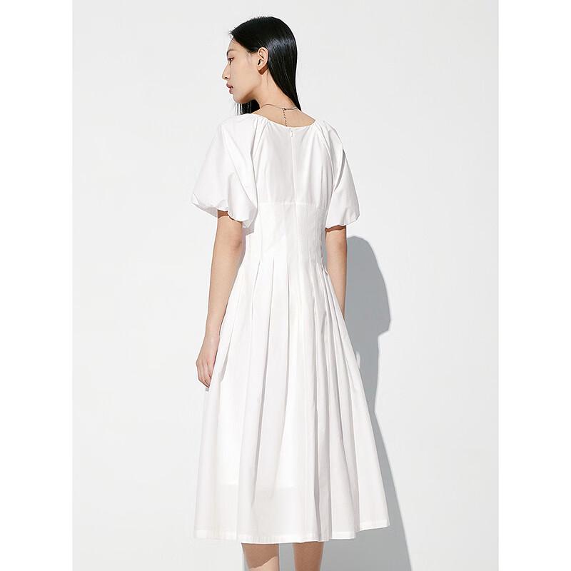 Peacebird Women's V-Neck French Elegant Waist-Cinching Summer Midi Dress