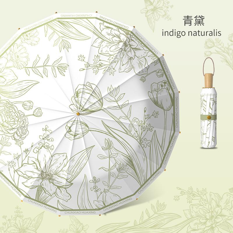 Manual Umbrella, Folding Umbrella, Thickened and Reinforced Weather and Rain Dual-purpose Women's Sunscreen Umbrella, UV-proof Sun Umbrella, Portable
