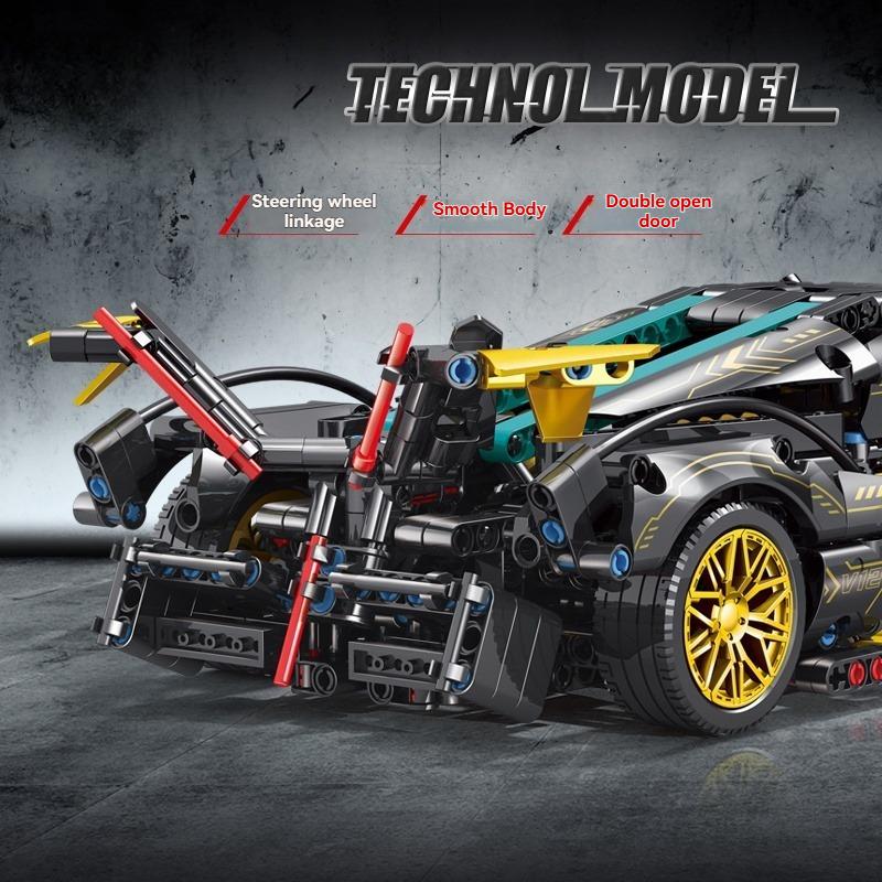 Non-Toxic 1:14 Technical Building Blocks Hypercar Racing Car Creative Model Assemble Vehicle Bricks Toy Birthday Christmas Halloween Gifts