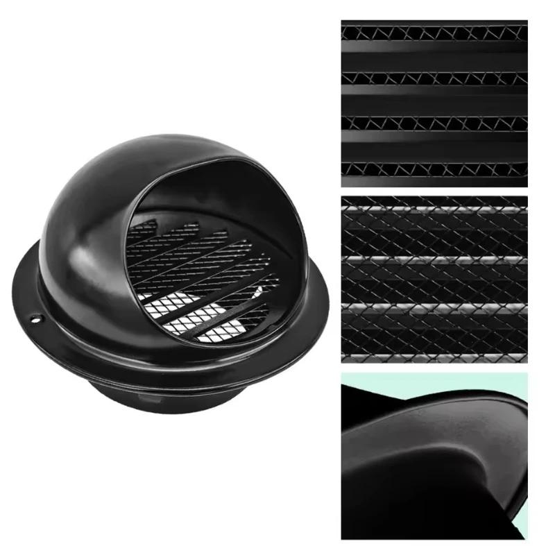 60 Mm ~ 200 Mm Stainless Steel Black Exhaust Hood Wall Wall Vent Cap with Built-in Fine Mesh Air Vent Outlet Grille Louvres