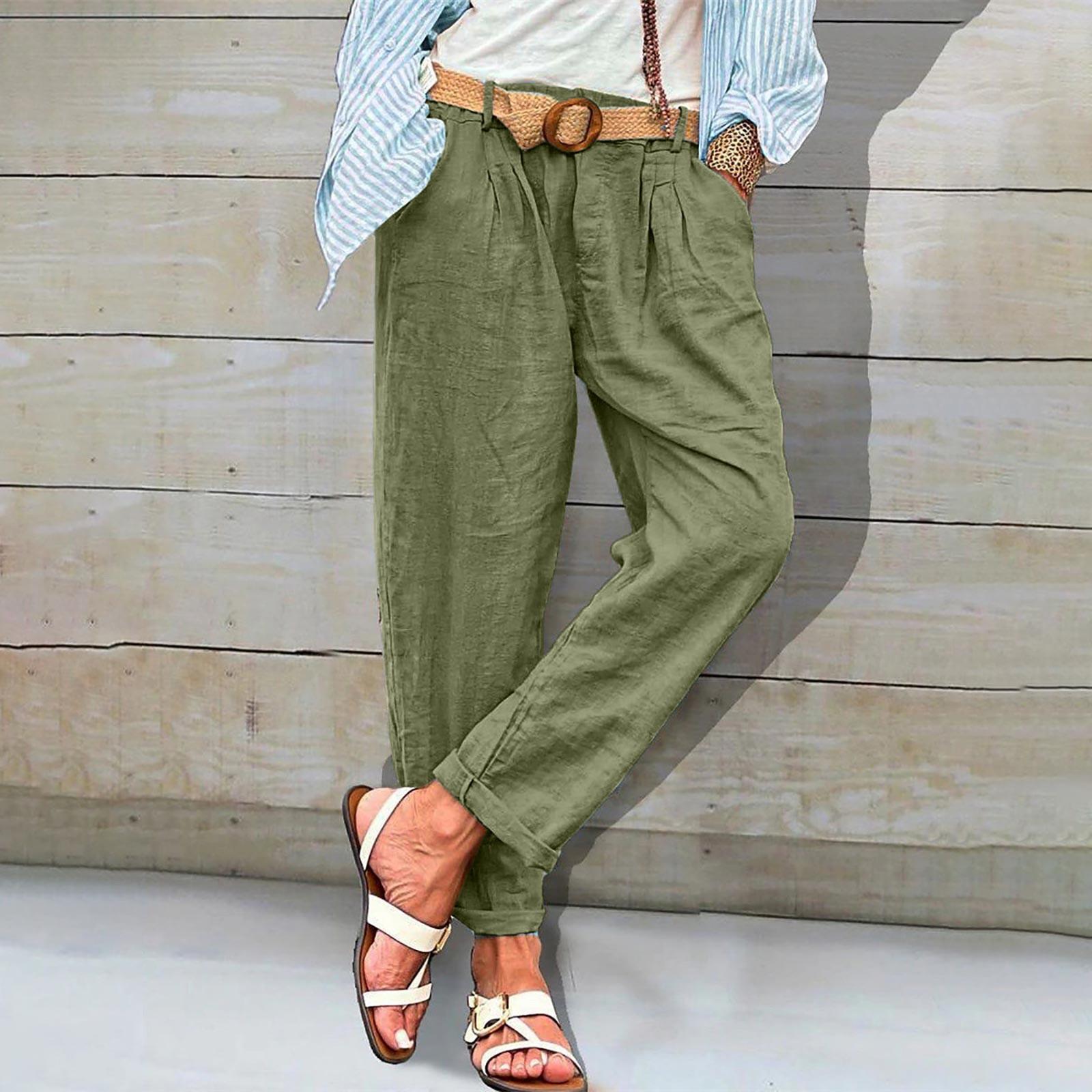 

Женское льняное повседневное прямое платье с высокой талией и широкими штанинами, хлопковые льняные брюки, брюки на пуговицах M