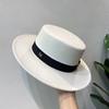 European and American Retro M Standard Internet Celebrity Top Hat Autumn and Winter Fashion Versatile White Woolen Flat Hat Elegant Temperament Jazz