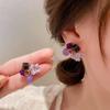 Taro Purple Flower Stud Earrings for Women Crystal Round Ball Mini Earrings Cute Girls Earrings Fashion Ear Jewelry brincos