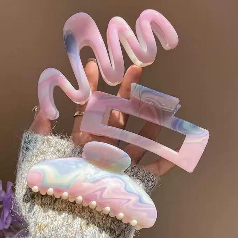 Pink Gradient Smudge Hair Clip Female Sweet Design Versatile Shark Clip Temperament Hair Accessories