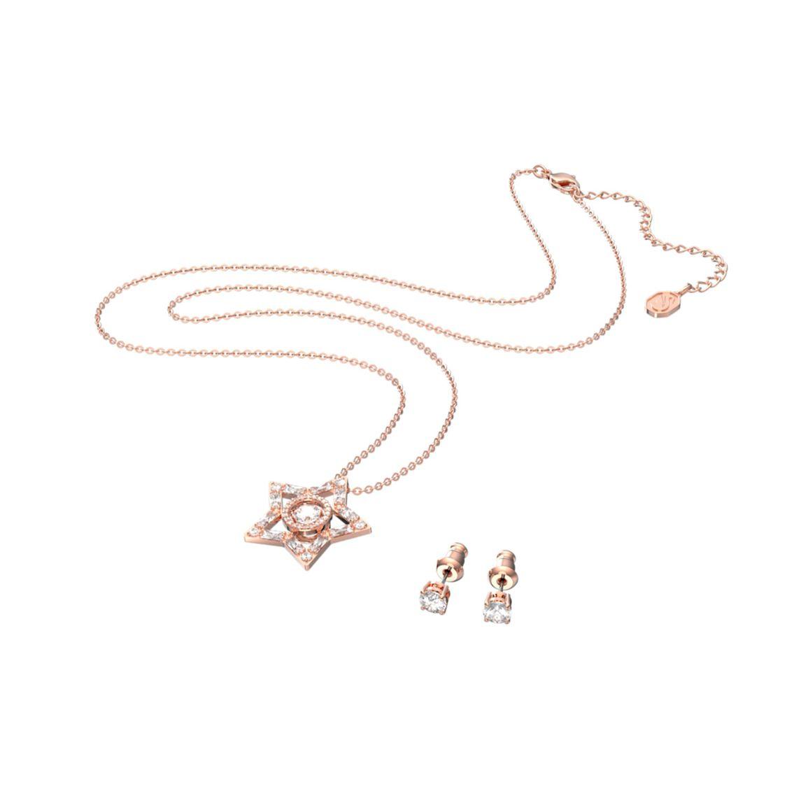 Swarovski Stella Set White, Rose Gold Tone Unisex Jewelry 5622730 Box (Random Color)