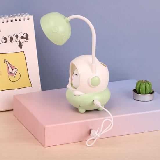 Cartoon Astronaut Cat Desk Lamp USB Rechargeable Flexible Gooseneck Table Reading Light Home Office Bedroom Bedside Night Light
