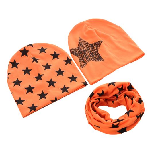 Beanie + Eșarfă Set 3 Bucăți Căciulă Beanie Print Star Set Eșarfe Căciulă Croșetată Toamnă Și Iarnă