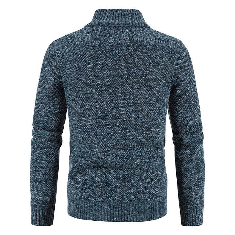 Cardigan de toamnă/iarnă pentru bărbați mărime plus, din catifea îngroșată, cu guler înalt - Palton cu croială slim.