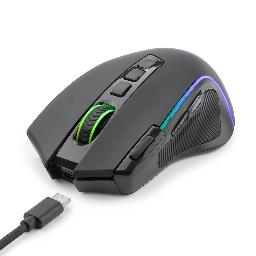 e-Element 2.4G Wireless Gaming Mouse with RGB Backlight, 9 Programmable Buttons, Macro Recording, Side Buttons, DPI Adjustment, Wireless and Wired