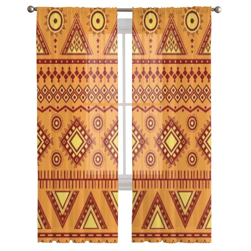 Aztekische geometrische Muster transparente Vorhänge für Schlafzimmer Wohnzimmer Tüll Vorhänge für Küche Fenster Voile Vorhänge