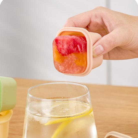 Ice Cube Mold with Handle Sealed Lid Easy Release Food Grade Silicone Ice Cube Mold Baby Food Supplement Freezer Tray
