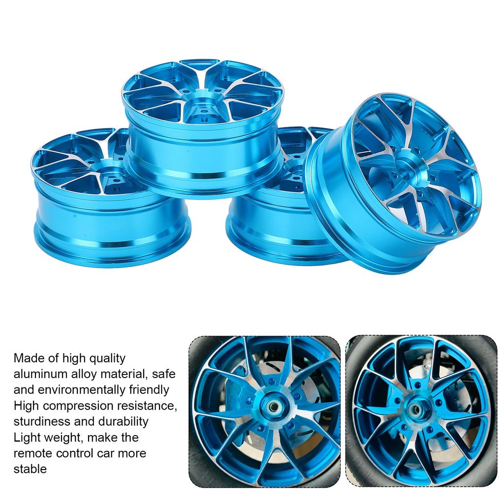 4Pcs RC Wheel Hub High Wear Resistance Aluminum Alloy Remote Control Car Accessories for 1Celsius10 Flat Sports Car