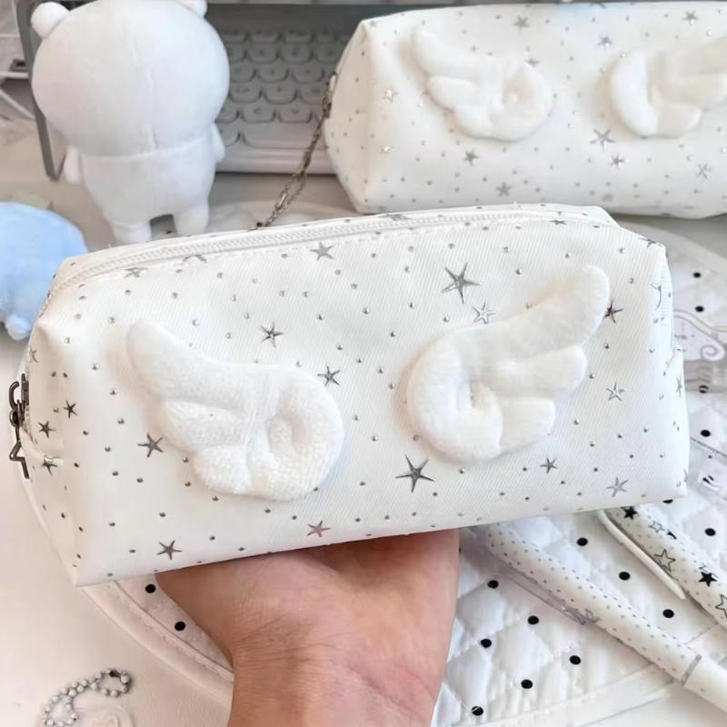 1Pcs Large Capacity Portable Pen Bag Pencil Pouch New Angle Wings Pencil Case School Supplies Student Stationery Storage Bag