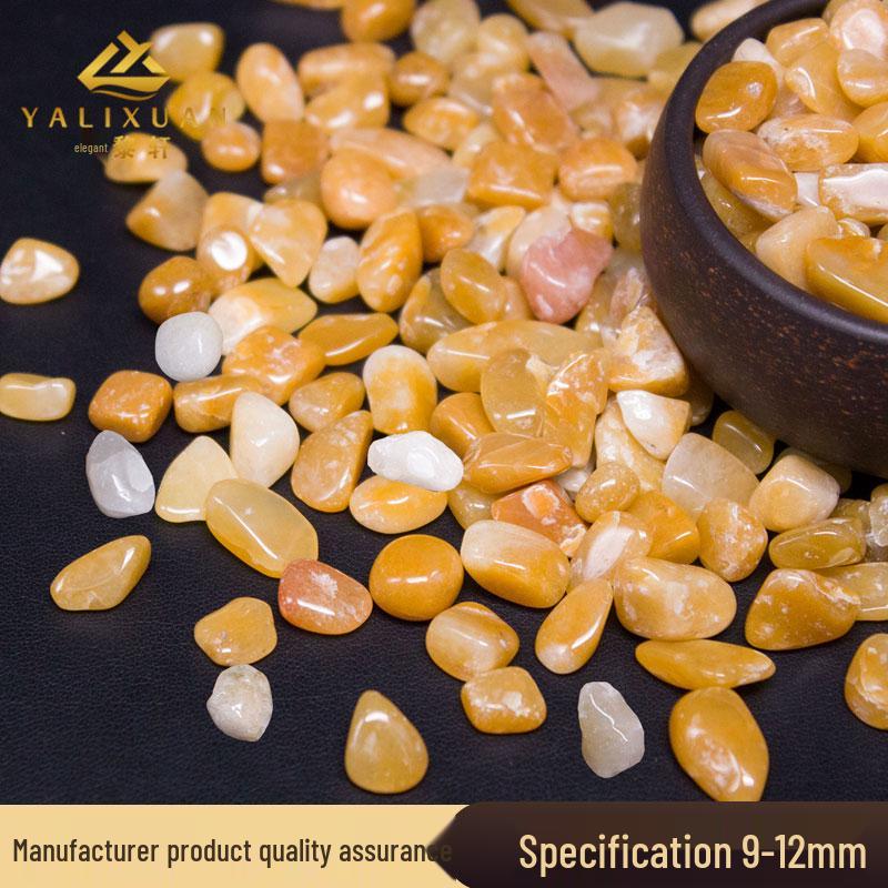 Natural Golden Silk Jade Crushed Stone Ornament for Mandala, Aquariums, and Landscaping