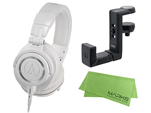 

Audio Technica Professional Monitor Headphones White Headphone Hanger Set Cloth - ATH-M50xWH + AT-HPH300 [Marks Included] білий
