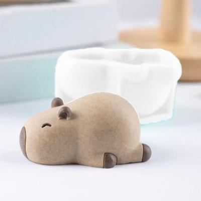 2 Pièces Moule à Pudding Capybara Créatif Mignon Antiadhésif Animaux 3D Moules en Silicone Adorable Moule de Cuisson pour Dessert Fait Main