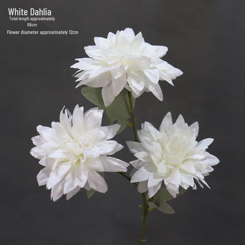 Dahlia Silk Flower Arrangement: 3-Head Artificial Blossoms for Home, Wedding, or Window Display Decoration.