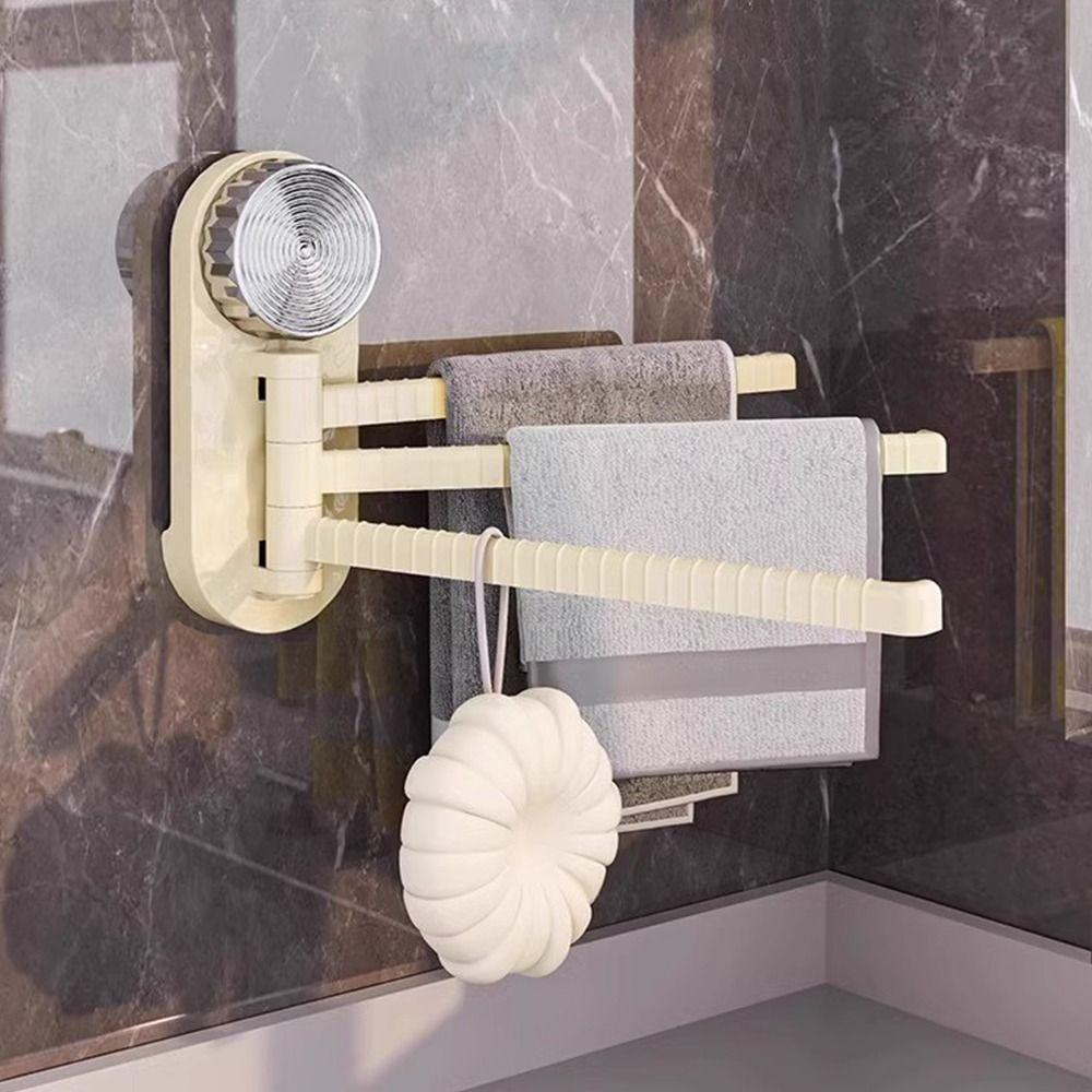 New Suction Cup Towel Rack Wall-mounted Traceless Rotatable Towel Holder Strong Row 3-Bar Towel Hanger