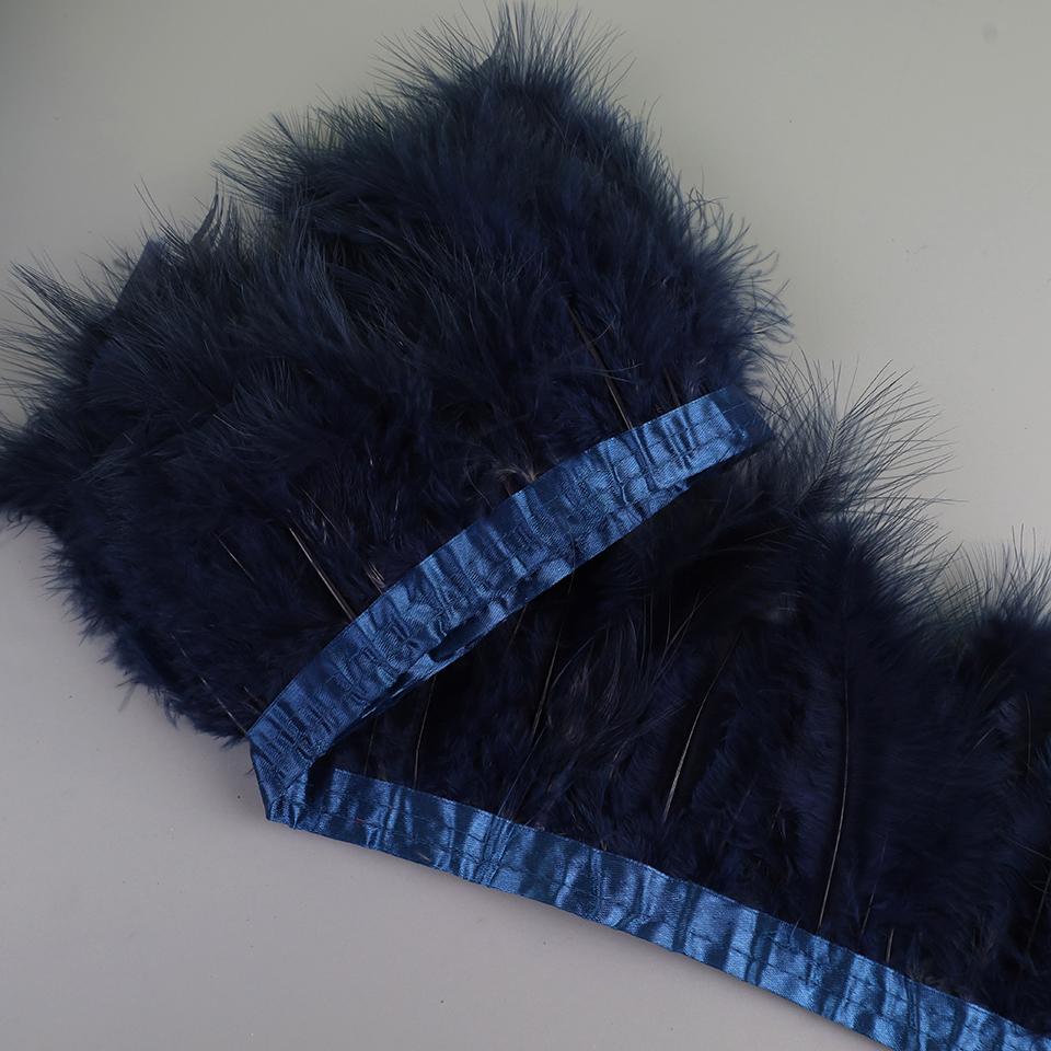 FeatherTurkey Feather Fringe 4-6inch Colorful Marabou Feather Tape for Handiwork Clothes Dress Handmade Cloth Strap Home Decoration