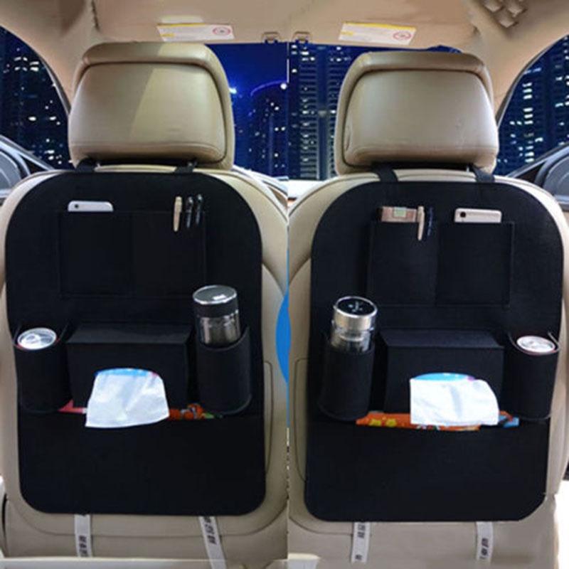 Elegant Black Auto Car Seat Back Organizer With Multi-pocket Storage For Effortless Organization