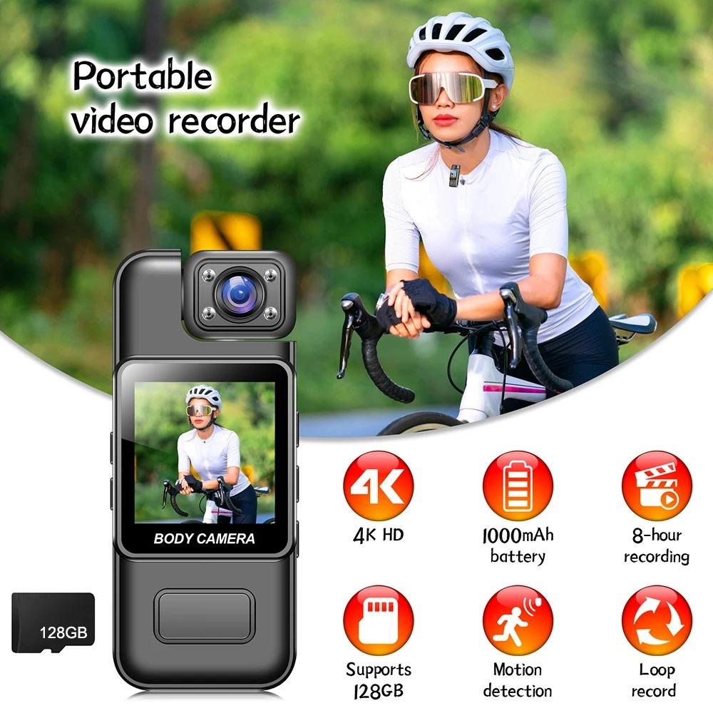 Cross-border new high definition 4K outdoor sports portable small camera recorder with screen back clip infrared camera