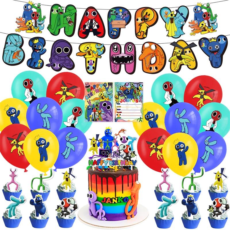 Rainbow Friend 2 Birthday Party Set Decorate With Vibrant Rainbow Theme Includes Cake Topper, Balloons, And More!