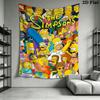 Simpsons Family Wall Tapestry Aesthetic Wall Hanging Printed Fabric Blanket Decorative Tapestries for Bedroom Living Room Home Decor