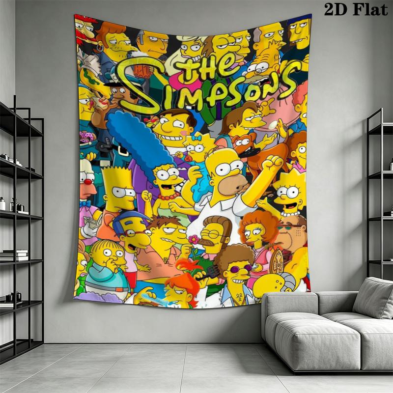 Simpsons Family Wall Tapestry Aesthetic Wall Hanging Printed Fabric Blanket Decorative Tapestries for Bedroom Living Room Home Decor
