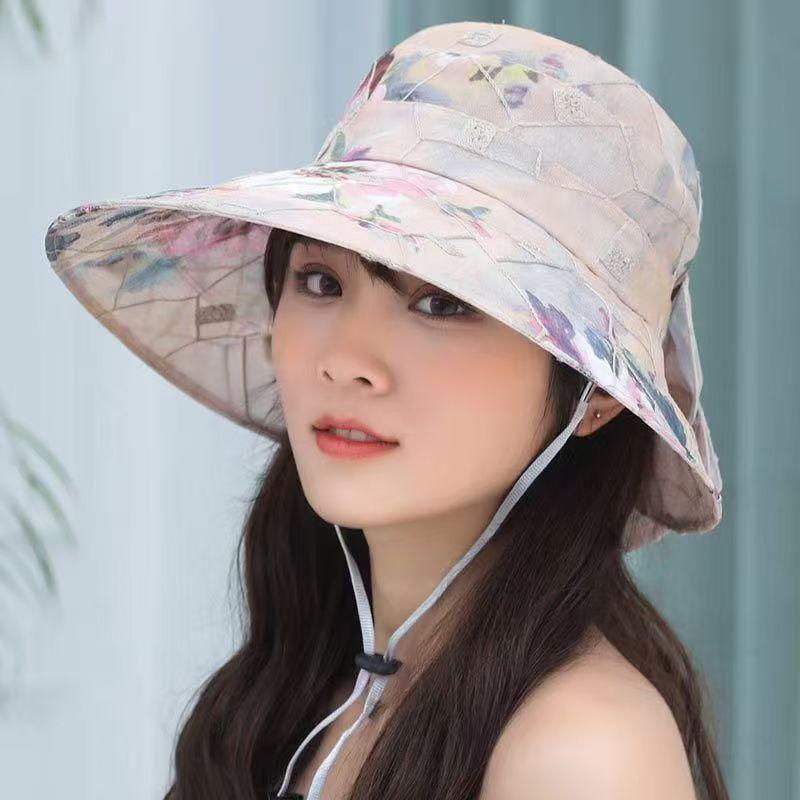 Sunscreen Hat Women's Summer Face Covering Travel Beach Sun Hat Big Edge Sun Hat Big Brim Foldable Face Small AA
