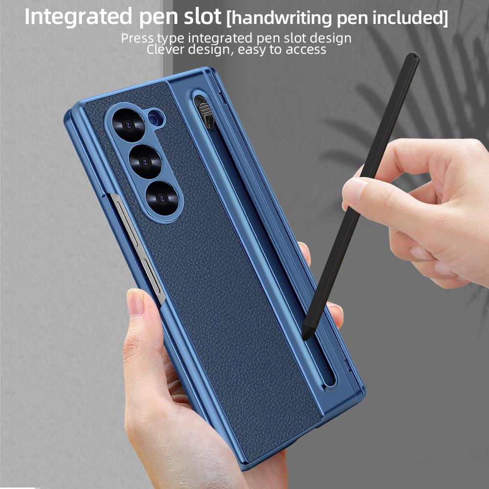 Suitable for Galaxy Z Fold 7/6/5/4 Phone Case WIth Touch Pen&Pen Slot, Full Protector Magnetic Hinge Cover with Glass Film