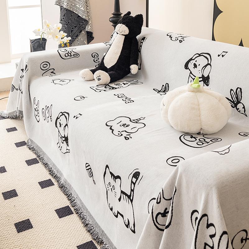 Chenille Four Seasons Universal All-Inclusive Sofa Cover Dust Cover Living Room Straight Row Sofa One Piece Large Cover Cloth