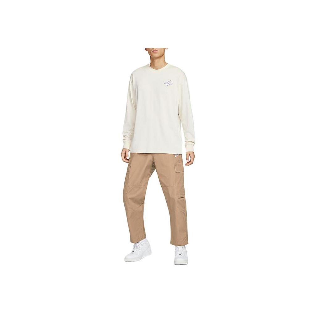 Nike Sportswear FW24 Brand Logo Simple Comfortable Soft Long Sleeve T-Shirt Men Tops Pure-White HQ8166-901