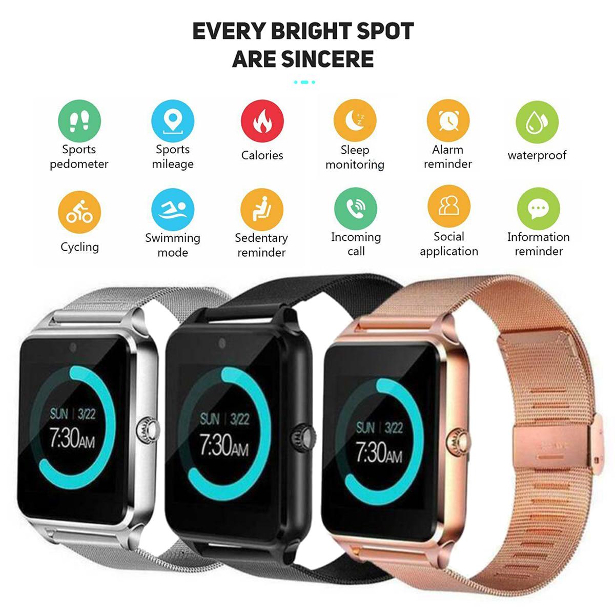 Bluetooth Smart Watch GSM Phone mate Z60 aço inoxidável para IOS